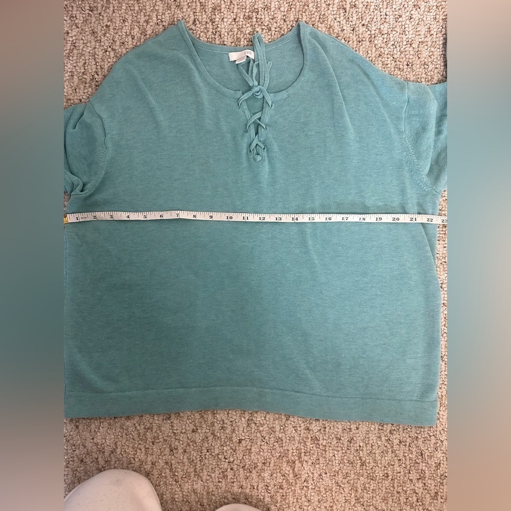 J. Jill Blue Tie Front Blouse Relaxed Fit size L - Picture 10 of 10